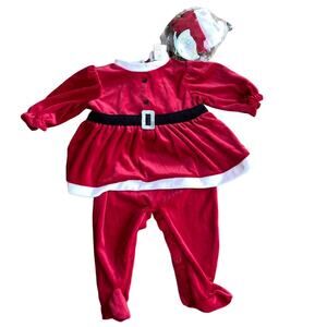 Vintage Santa Outfit Baby Girl 3-6 M Christmas Infant Red Coverall Simply Basic
